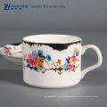 Einzigartiges Design Floral Royal Muster Fine Ceramic italienischen Espresso Cups und Untertassen Set